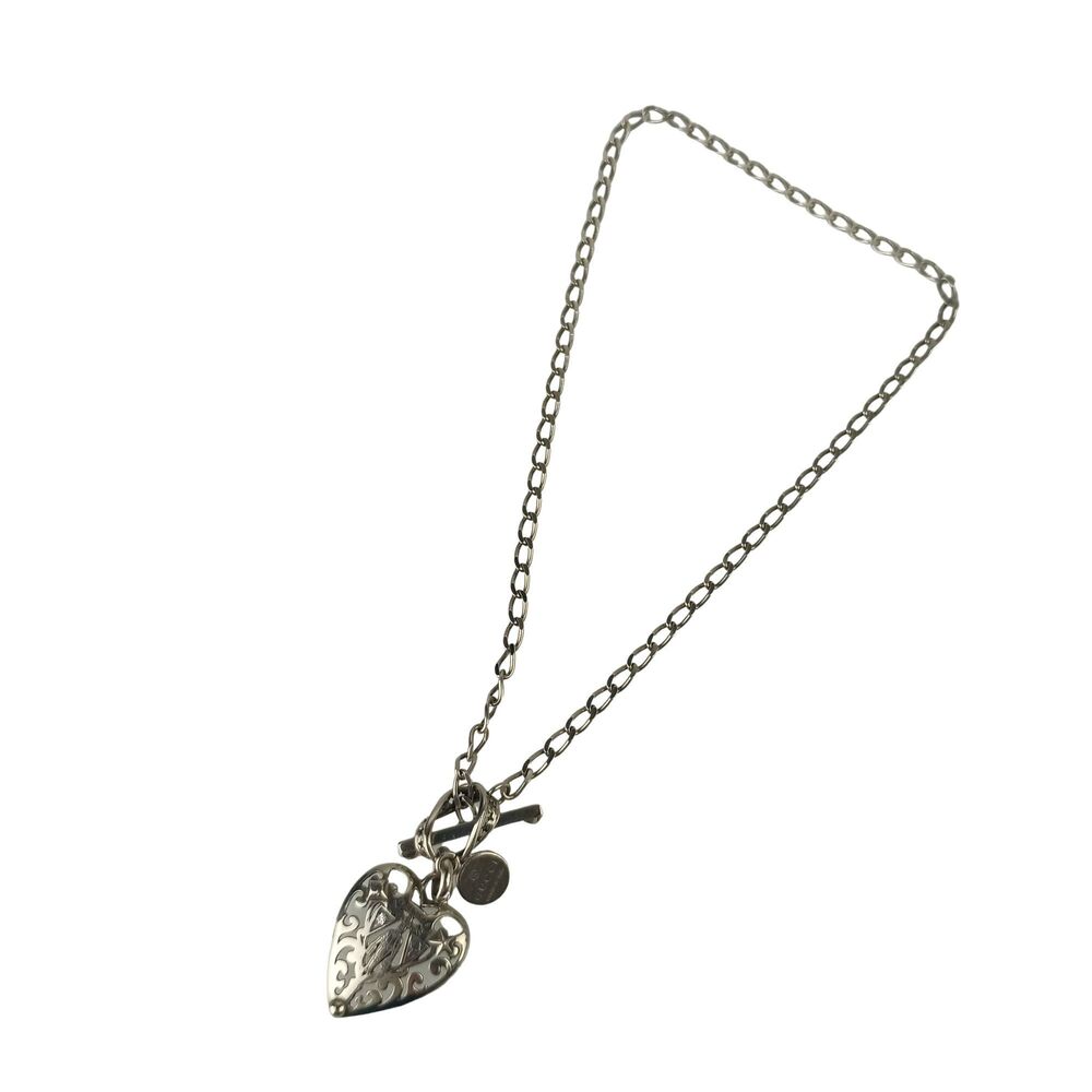 GUCCI necklace, crest heart, silver (Ag925), men's and women's, toggle pendant.